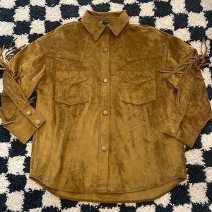 Zara Suede Effect Fringe Shirt/Jacket, Size S